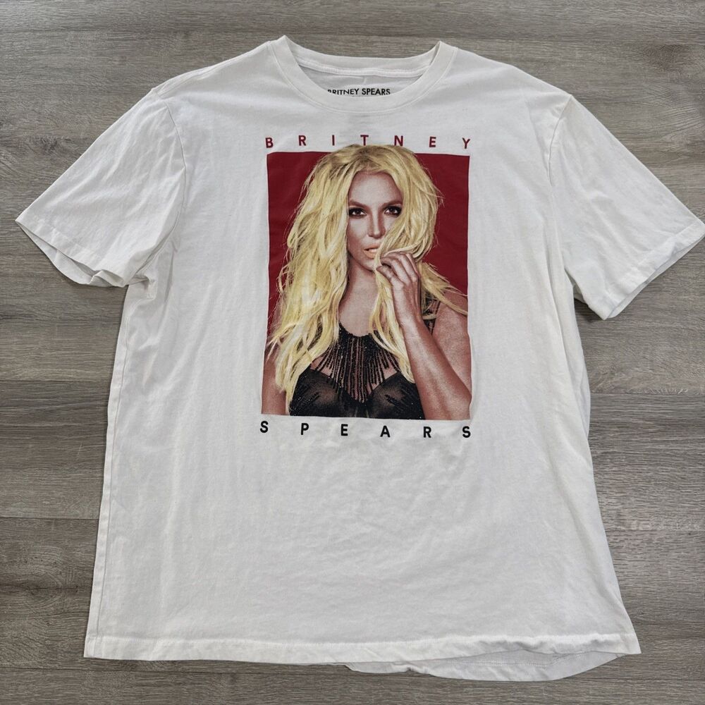 Britney Spears Shirt 2020 Licensed Pop Music White Men’s XL 100% Cotton